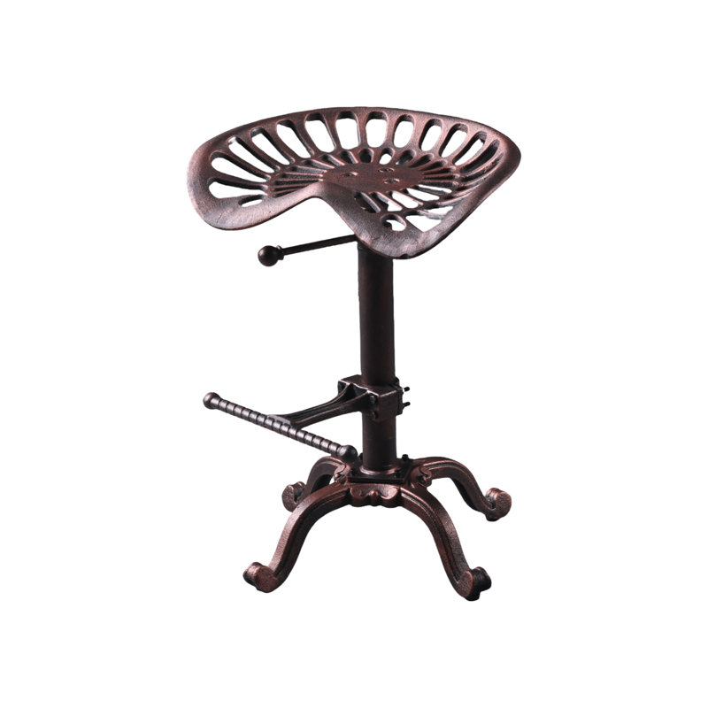 Dicle Swivel Iron Adjustable Height Counter Stool with Iron Frame, Antique Copper
