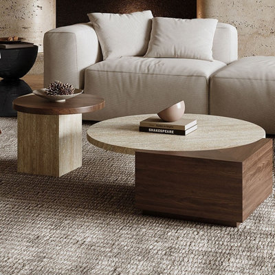 Table basse en bois massif noisette frittée en bois massif