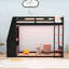 Lit superposé multifonctionnel en bois avec tablettes intégrées, bureau, station de charge et lumière DEL-794917956-794917978