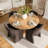 4 - Person Dining Table Sets With Round Table & 4 Upholstered Chenille Chairs-95410407-95410402