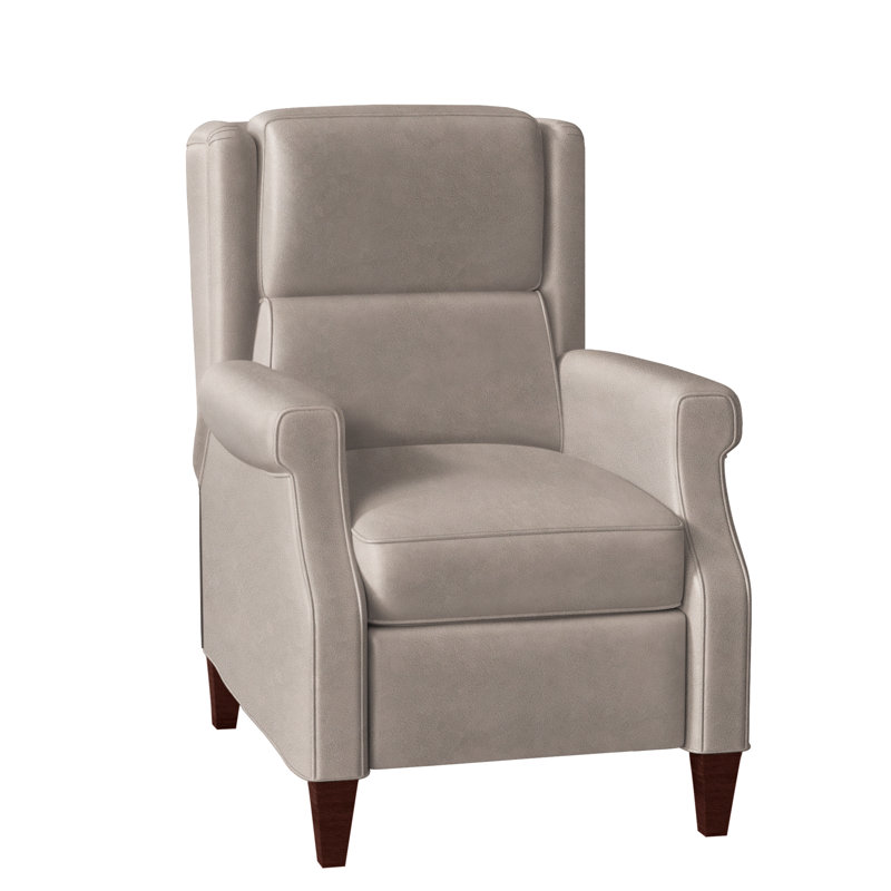 Gallaway Recliner, Manual, Mahogany, Aline Light Gray Stonewash Genuine Leather