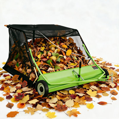 52‑Inch Tow‑Behind Lawn Sweeper with 33.55 Cu.Ft. Hopper, Tool‑Free Height Adjustment, Foldable Storage for Large Lawn and Property Maintenance