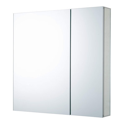 FINE FIXTURES Recessed or Surface-Mount Aluminum Medicine Cabinet with Dual-Sided Mirror and Easy-Grip Handle