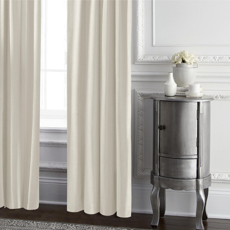 Velvet Room Darkening Curtain Pair, 20" x 132" , Ivory