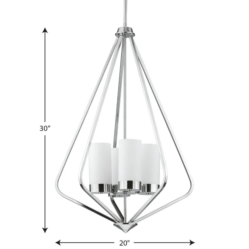 Luminaire suspendu géométrique unique à 4 lumières Hartstown, Chrome poli