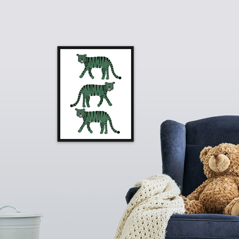 « tiger stack kids », art encadré, H 20 po x l 16 po x P 1,2 o, Cadre pour toile flottant noir