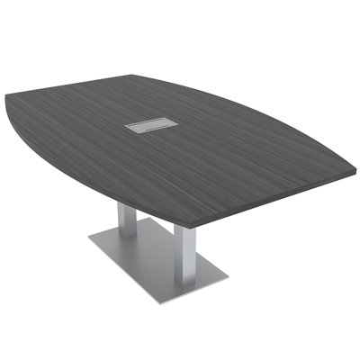 Table de conférence en forme de bateau avec base en métal double | Unité électrique