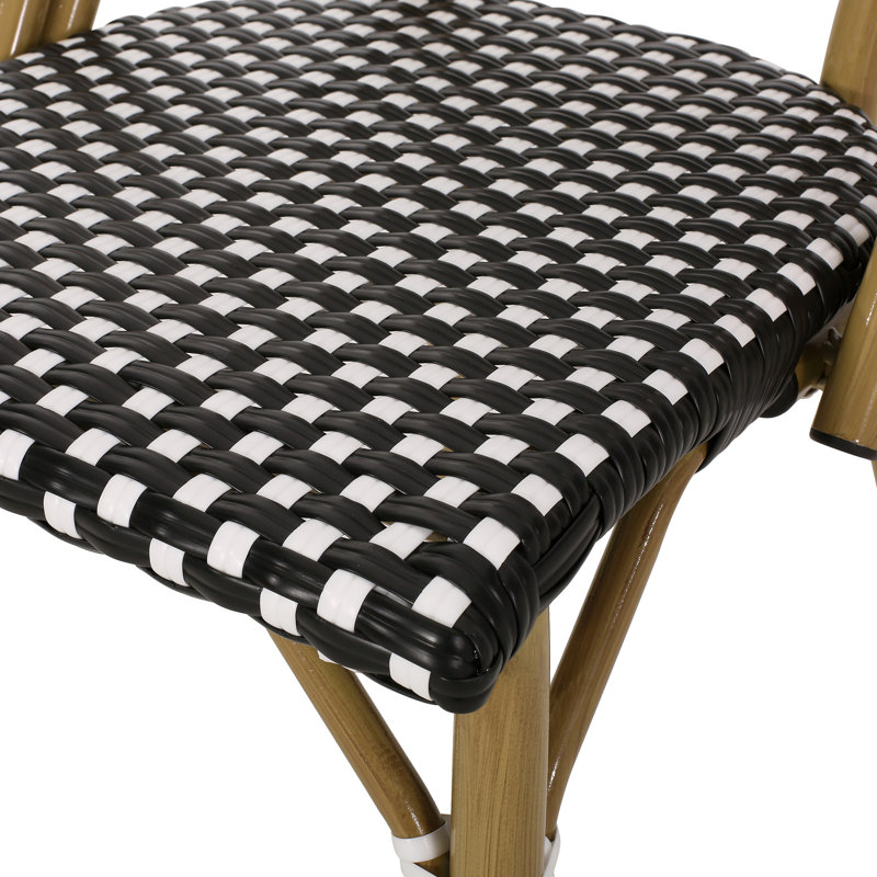 Chaises d'extérieur en polyuréthane et aluminium pour l'extérieur, ensemble de 2, Blanc/Noir