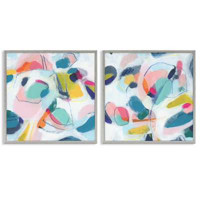Eye-catching Abstract Pastels  2 PC Giclee Art Set by June Erica Vess