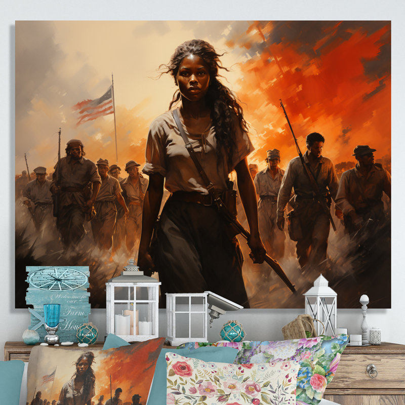 Liberté afro-américaine sur toile, H 16 po x l 32 po x P 1 po, Toile tendue