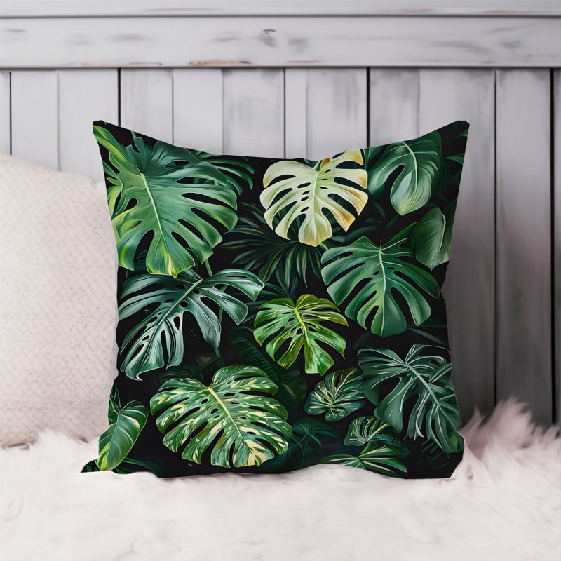 Animals William Morris Birds Damask Pattern I Cottage, 18" H x 18" W, Botanical Monstera Leaves Pattern IV Tropical