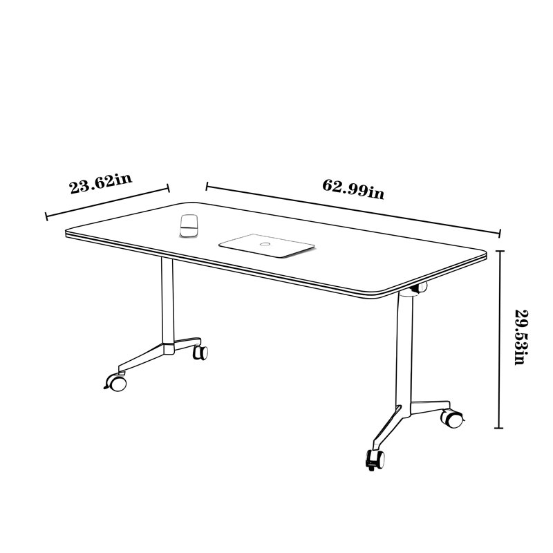 Table de conférence / formation pliable et mobile., H 29,53 po x L 62,99 po x l 23,62 po