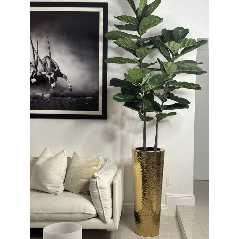 Lady Faux Palm Tree in Metal Planter