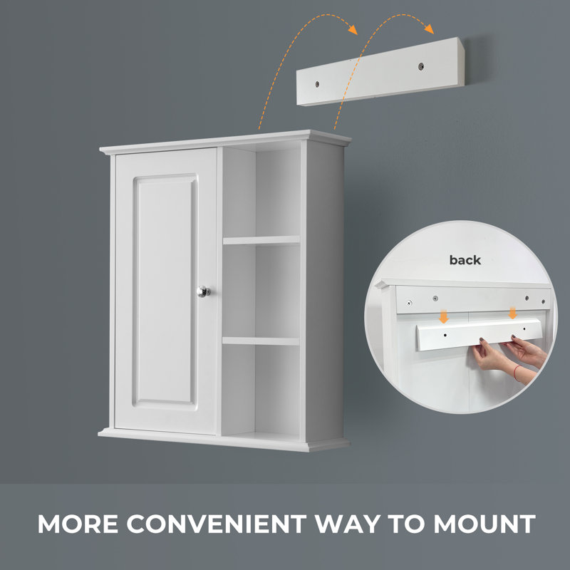  24 in. W x 7 in. D x 28 in. H Wall Bathroom Cabinet Over The Toilet Storage, White