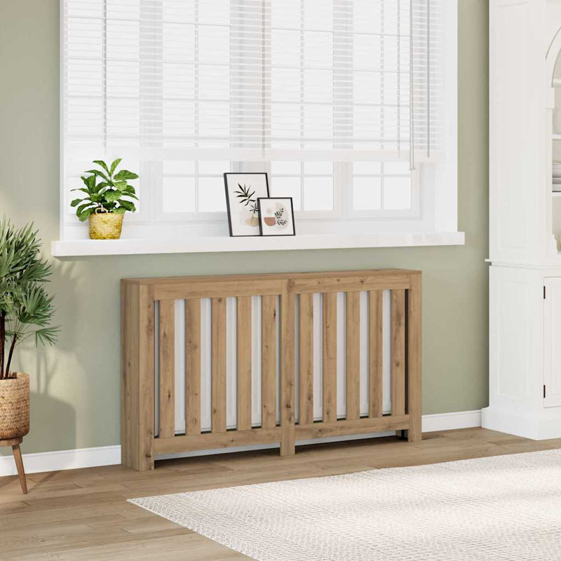 Large Radiator Cover, Artisan Oak, 149 x 20 x 82 cm, Vertical Slats
