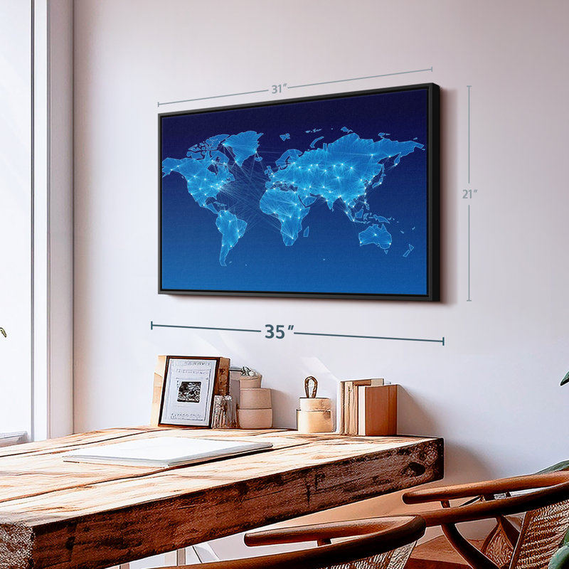 "Carte du monde intégrée", art mural, H 21 po x l 31 po