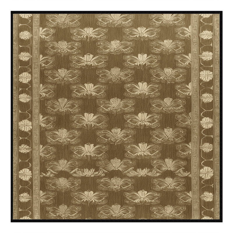 Machine Washable Art Deco Brown Area Rug, Square 8'