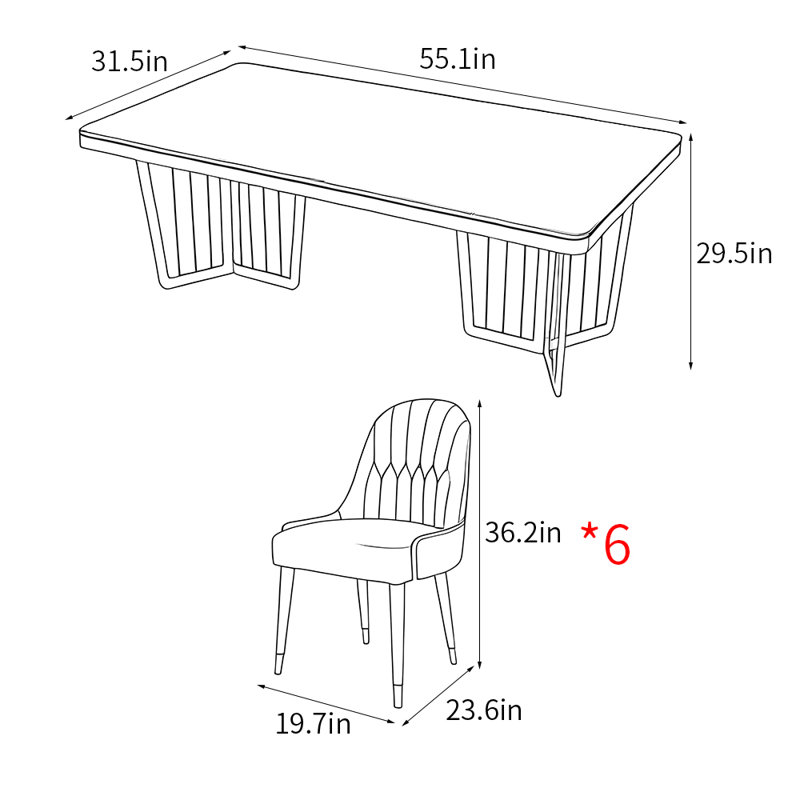 Ensembles de table à manger rectangulaires modernes et luxueux., Blanc / Gris, Beige, H 29,5 po x L 55,1 po x l 31,5 po
