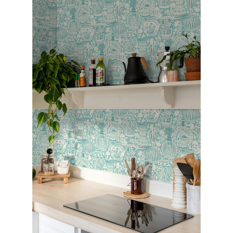 Papier peint auto-adhésif Delft Pottery, Vert