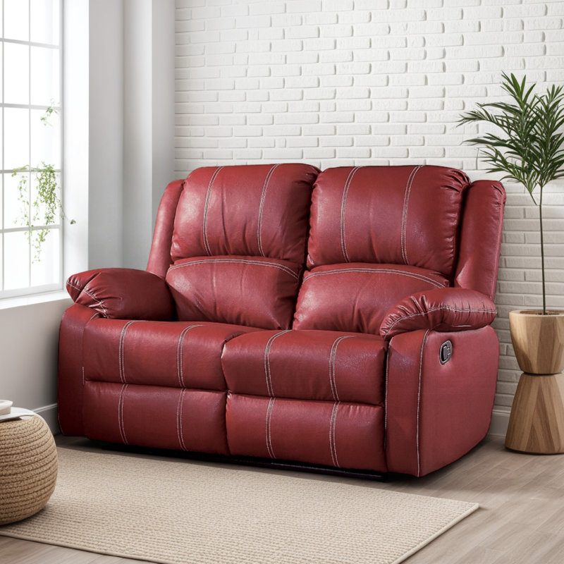 Causeuse inclinable manuelle, plateau-coussin, similicuir Zuru Motion, Rouge