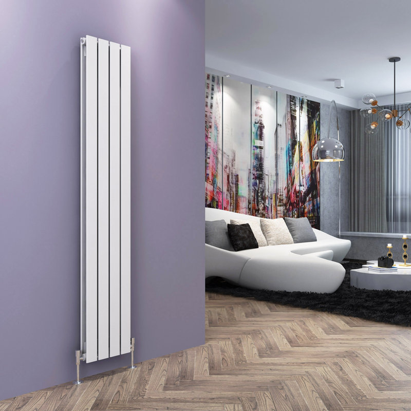 Chasity Vertical Designer Radiator, White, 180cm H x 45.2cm W x 4.9cm D, 1