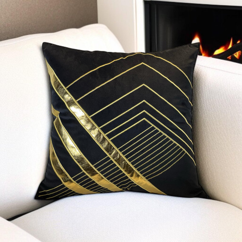 Housse de coussin en velours, Noir
