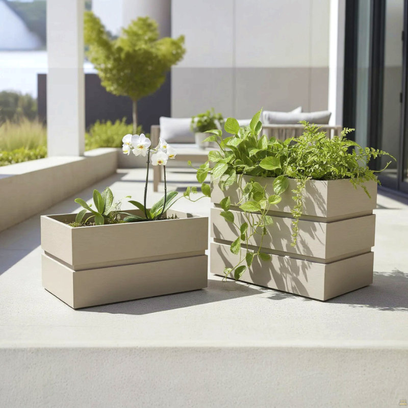 Jardinière rectangulaire Rectanglar - gris-brun, Gris brun