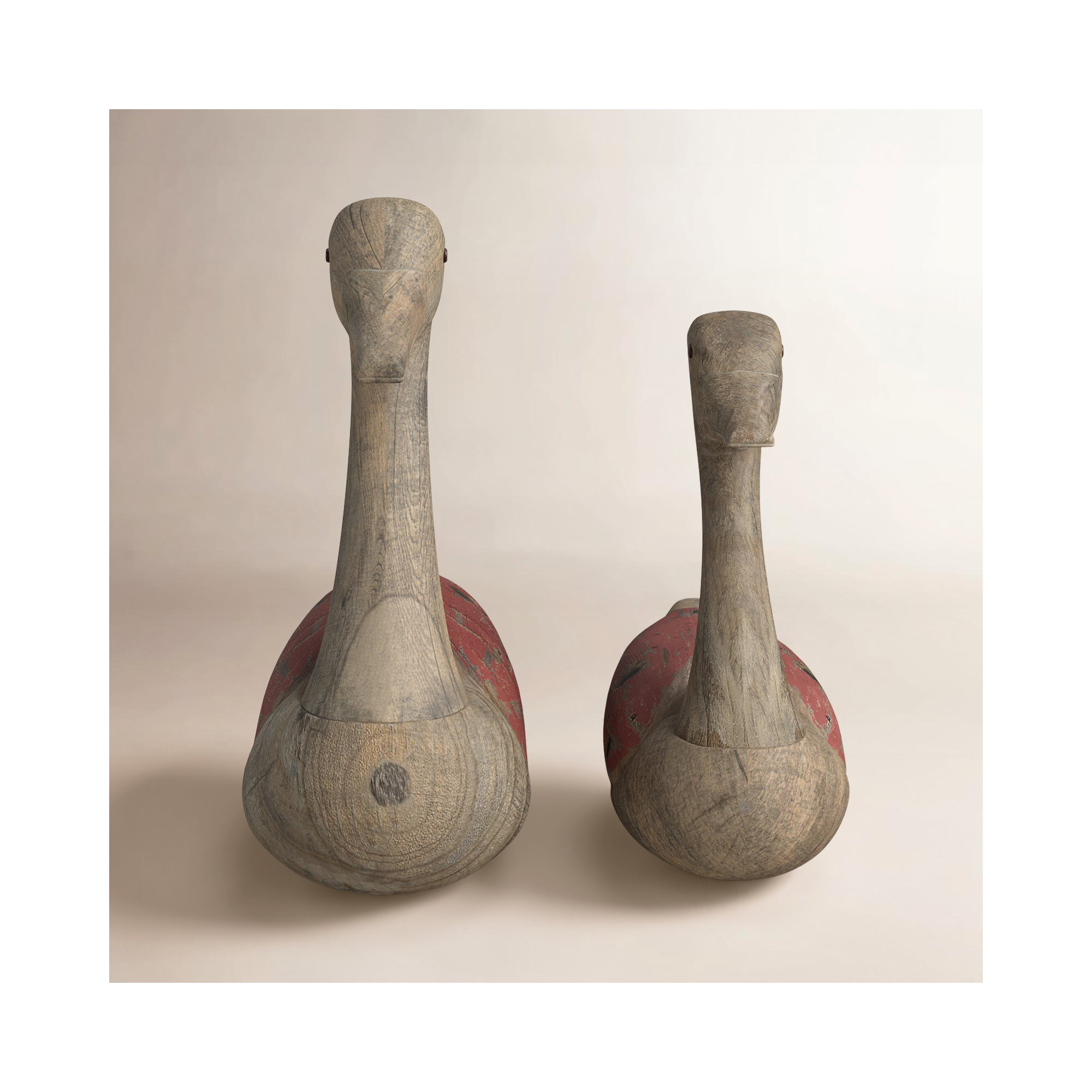 Fernet 2 Piece Bird Stained Figurine Set, Red