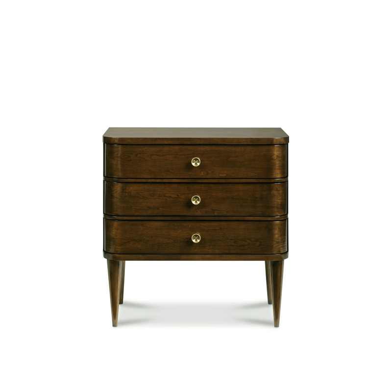 Table de chevet 3 tiroirs en bois massif brun