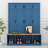 Farmhouse Hall Tree With 4 Hidden Hanging Hooks, Versatile Walnut Seating Bench With 8 Doors, Entryway Shoe Cabinet With Open Compartments-1120361117