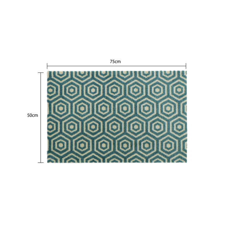 Non-Slip Geometric Indoor Doormat, Rectangle 50cm W x 75cm L