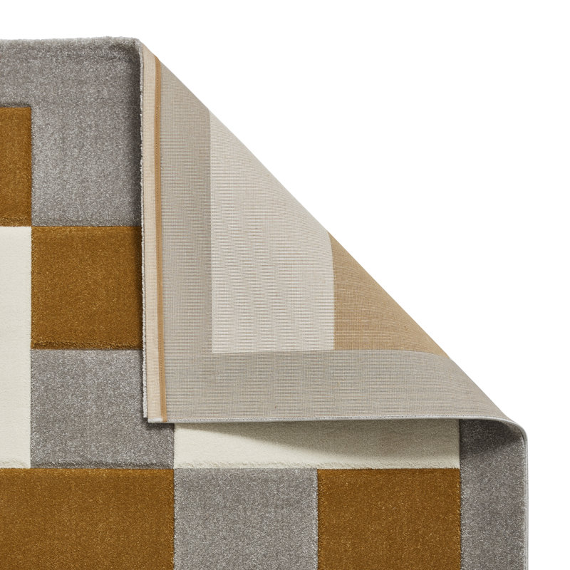 Thackinh area rug Machine Woven Grey/Yellow, Rectangle 80 x 150cm