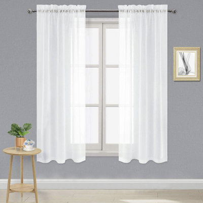 2 panneaux de rideaux transparents avec passe-tringle et passe-tringle élégants et respirants pour le salon, la chambre à coucher