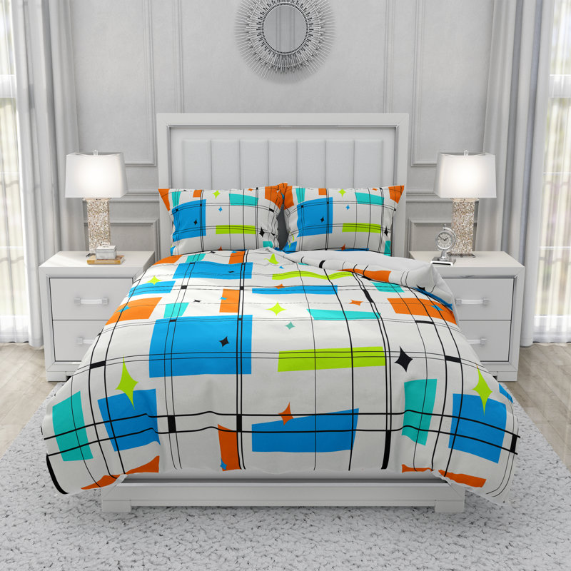 Geometric Shapes Duvet Cover, King Duvet Cover + 2 King Shams