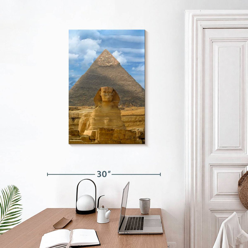 Aime, sphinx et pyramide à Gizeh, H 30 po x l 20 po