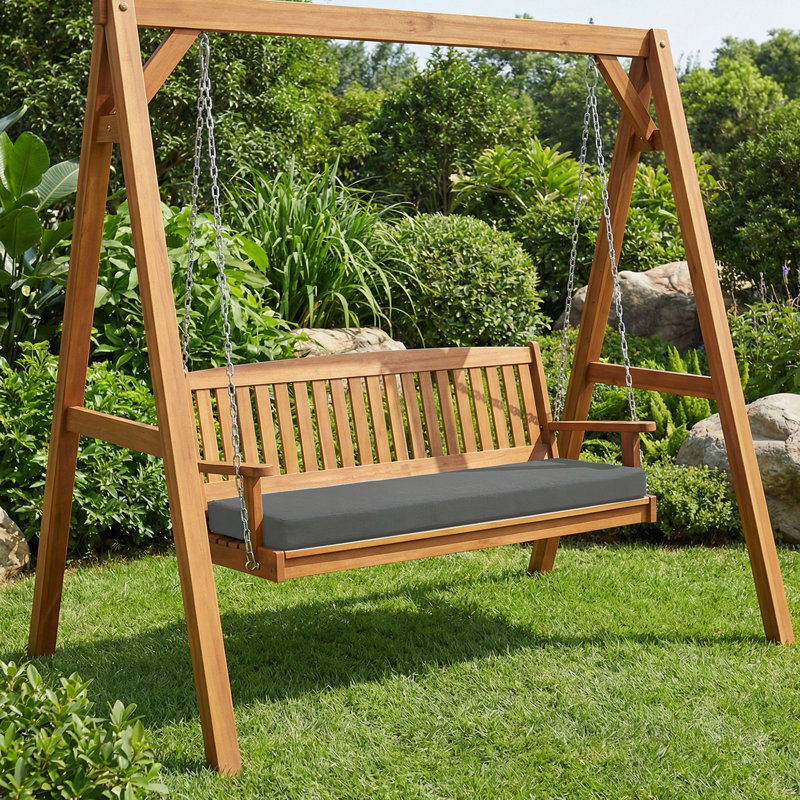 Outdoor Bench Cushion, Rainproof Patio Furniture Cushions for Porch Swing with Ties, Dark gray, 42"×16"
