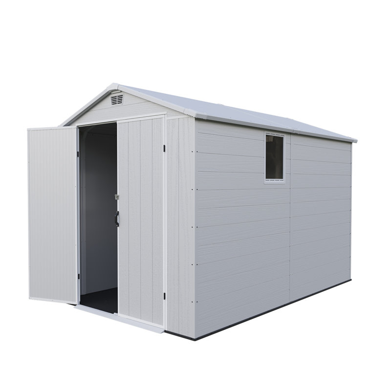 6 Ft. W X 10 Ft. D Resin Outdoor Storage Shed, Weather-resistant Outdoor Storage With Reinforced Design, White