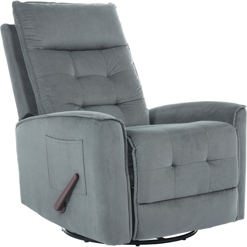  Ultra-soft Velvet Recliner Manual Swivel Rocker Recliner For Adults,small Recliners For Small Spaces-Gray, Gray