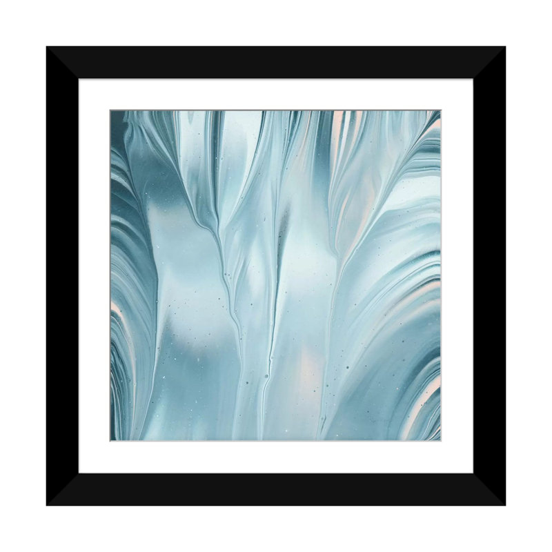 «Flowing Water III», reproduction sur toile tendue, Papier d'art encadré noir, H 16 po x l 16 po x P 1 po, Blanc