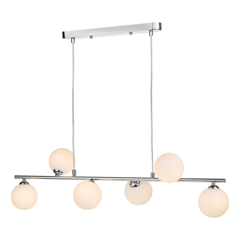 Spiral 6LT BAR PENDANT GLS, Matt Black/Black, 150cm H x 82.5cm W x 82.5cm D