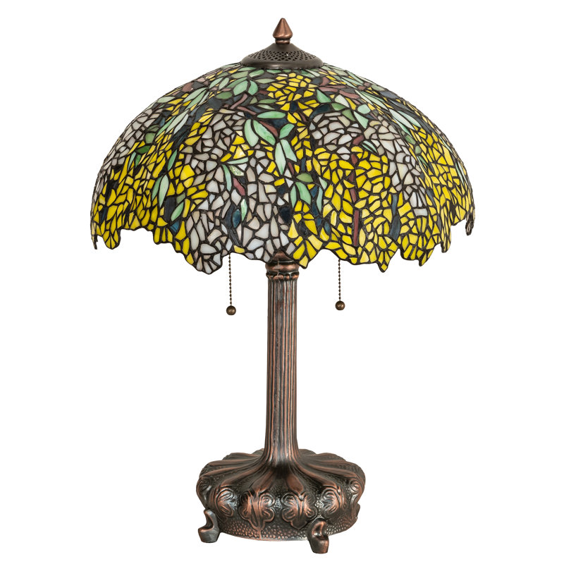 Mahogany Bronze Table Lamp with Sunflower Glass Shade