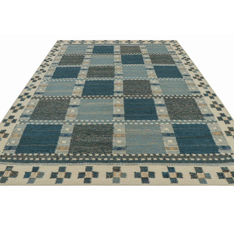 Scandinavian Wool Geometric Area Rug, Rectangle 5' x 8'