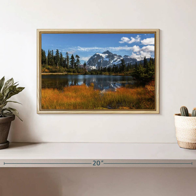 Reflet du mont Shuksan, Cadre flottant en bois naturel, 13 po x 9 po