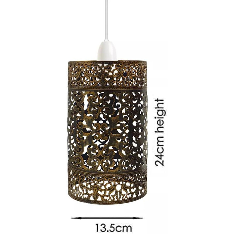 24cm H Metal Drum Lamp Shade ( Screw On ) in Brushed Copper