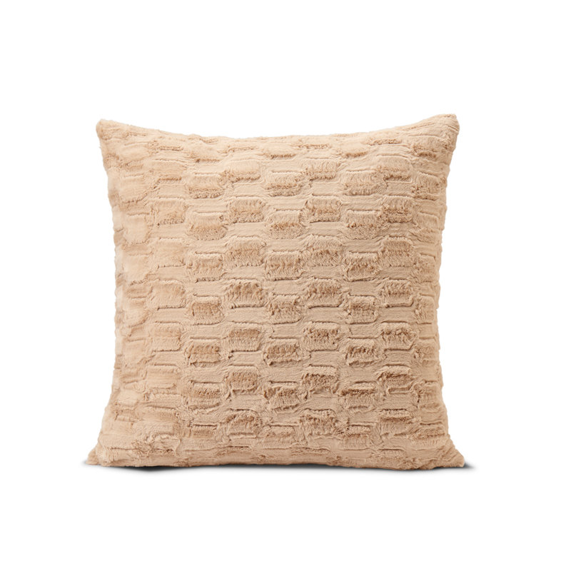 HGTV Art Deco Coussin en fausse fourrure brossée Nomadic Desert 22 x 22 pouces, Désert Nomade, 22 x 22 pouces