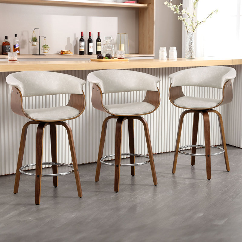 Draymond Swivel Upholstered Counter & Bar Stool, Counter Stool (26" Seat Height), Beige