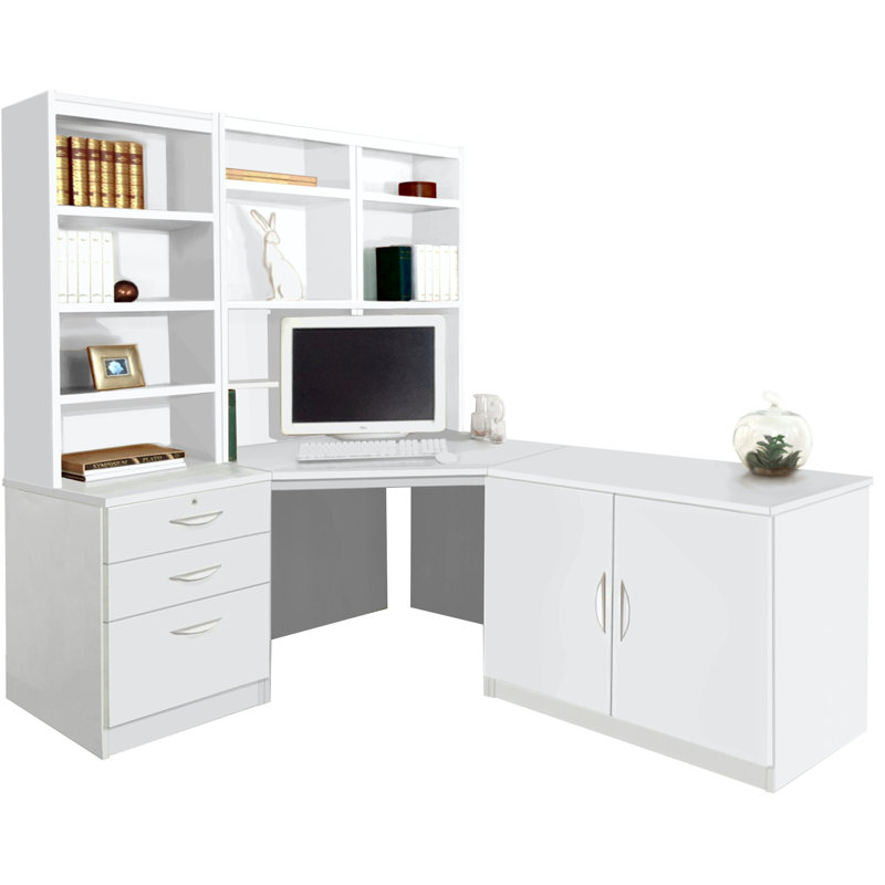 Brelynn 5 Piece Computer Desk Office Set, White