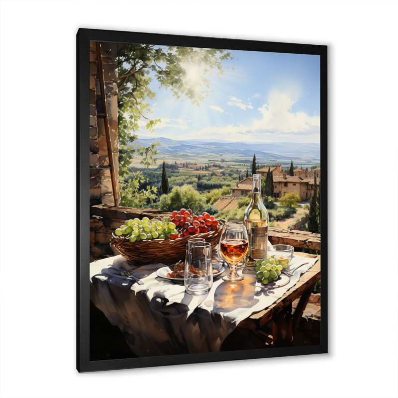Vineyard Rendezvous In Rioja I - Décoration murale vignoble, Cadre simple noir, H 20 po x l 12 po x P 1 po