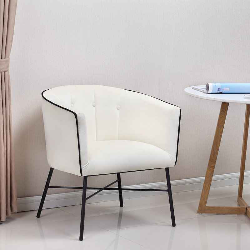 Emery Upholstered Barrel Chair, Ivory