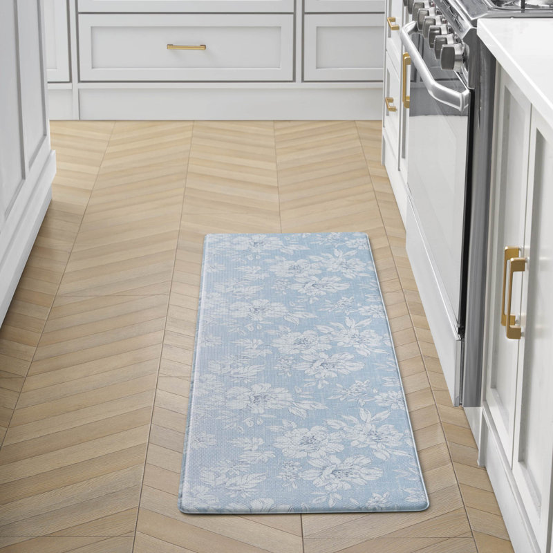 Tapis anti-fatigue debout Laura Irley Iris, Rectangle 1 pi 5 po x 5 pi, Bleu